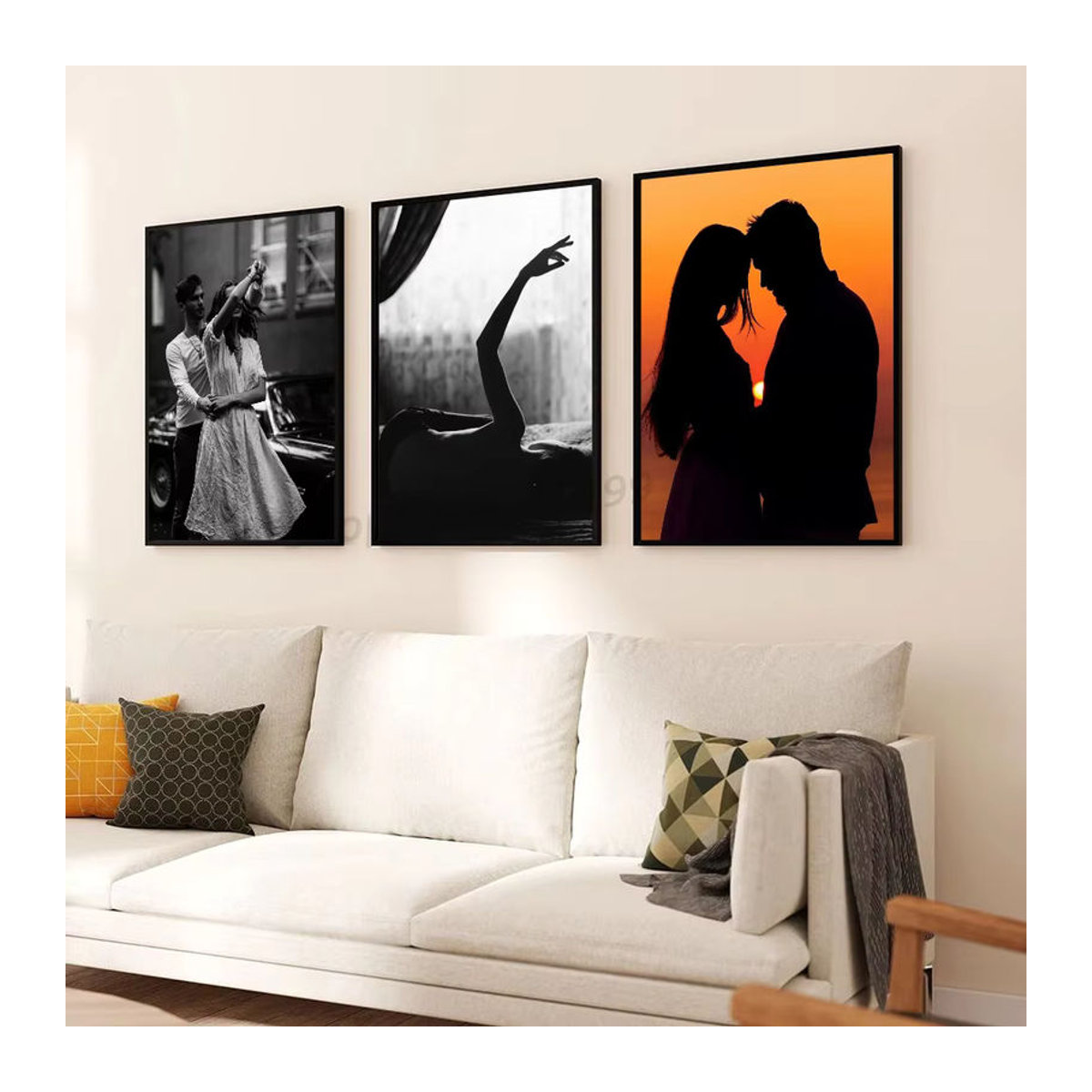 Moetch Wanddeko Modernes Koreanisches Poster Liebe Thema in Schwarz Weiß als selbstklebender wasserfester Papier Aufkleber für Kaffeehaus und Zimmer - Bild 2