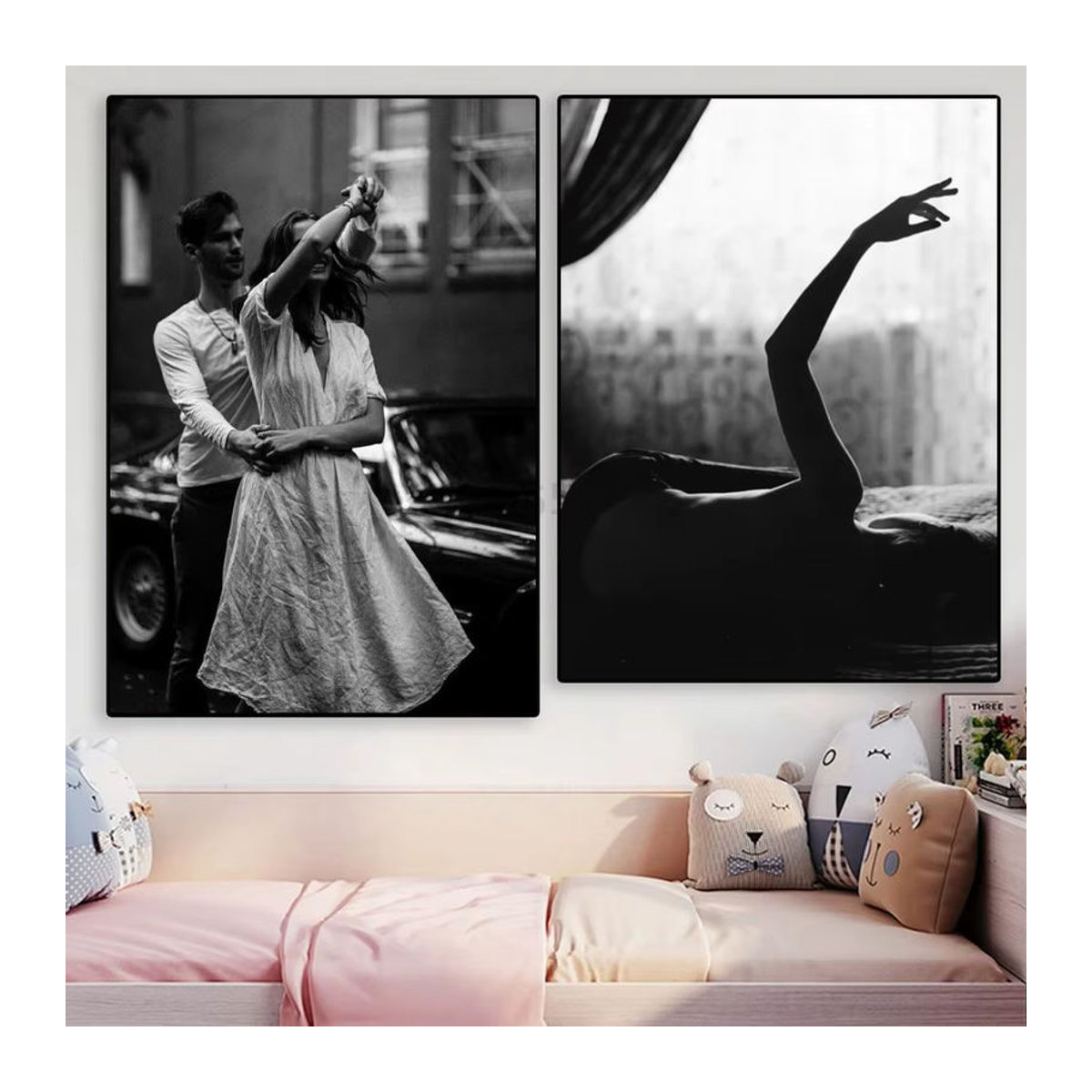 Moetch Wanddeko Modernes Koreanisches Poster Liebe Thema in Schwarz Weiß als selbstklebender wasserfester Papier Aufkleber für Kaffeehaus und Zimmer - Bild 3