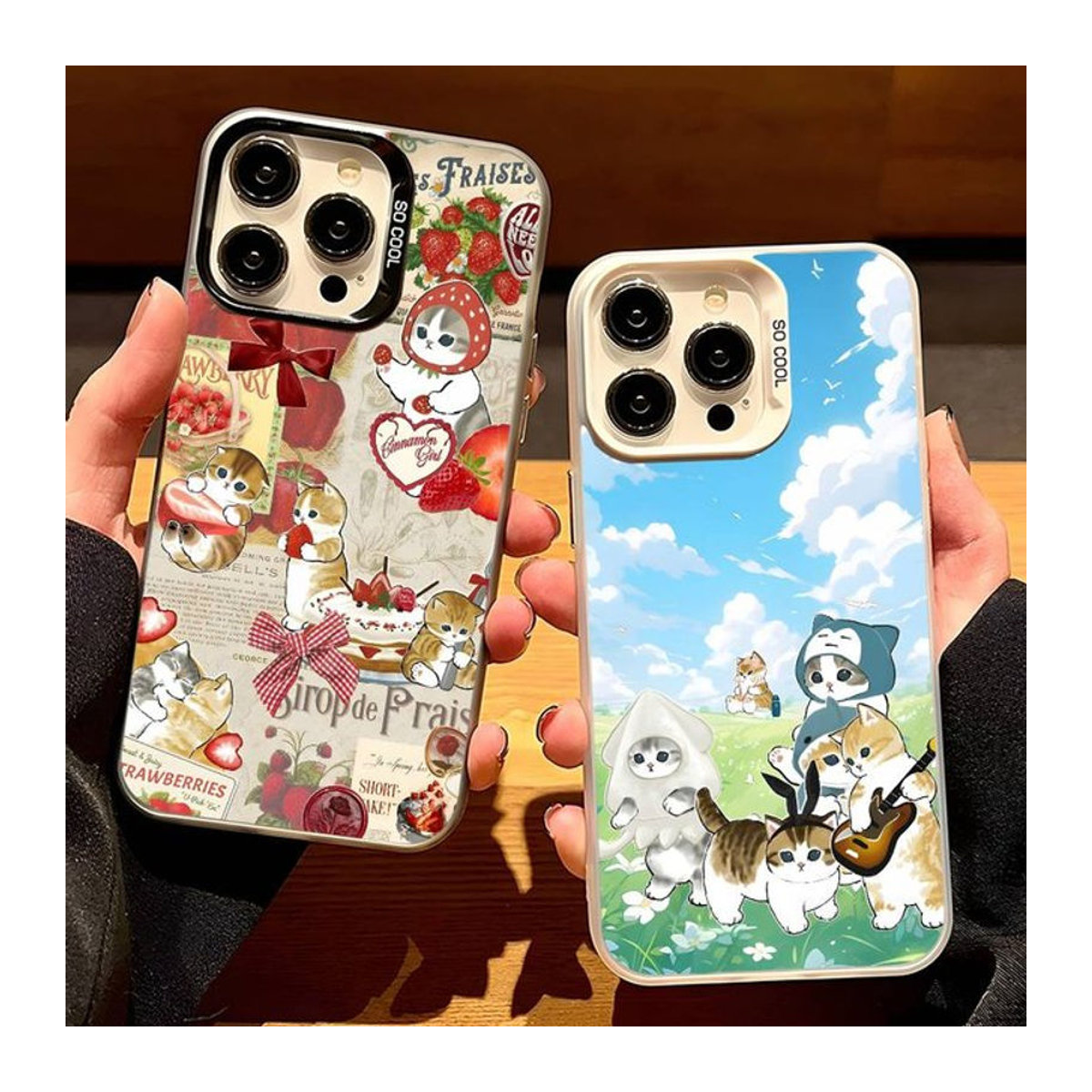 Mofusand CAT Handyhülle für Apple iPhone 11 12 13 14 15 16 Pro Max Plus mit Plating-Schutz, mehrfarbig - Bild 1