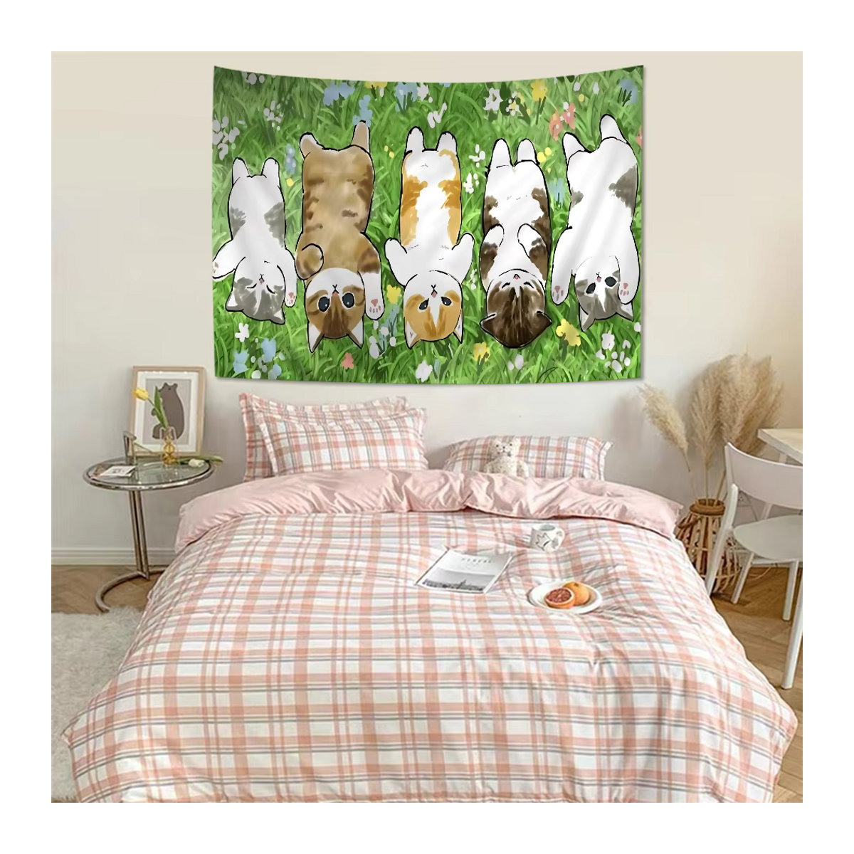 Mofusand Hippie Wandbehang Bohemian Mandala mit lustiger Katze, mehrfarbig, B: 70 cm, H: 50 cm - Bild 5