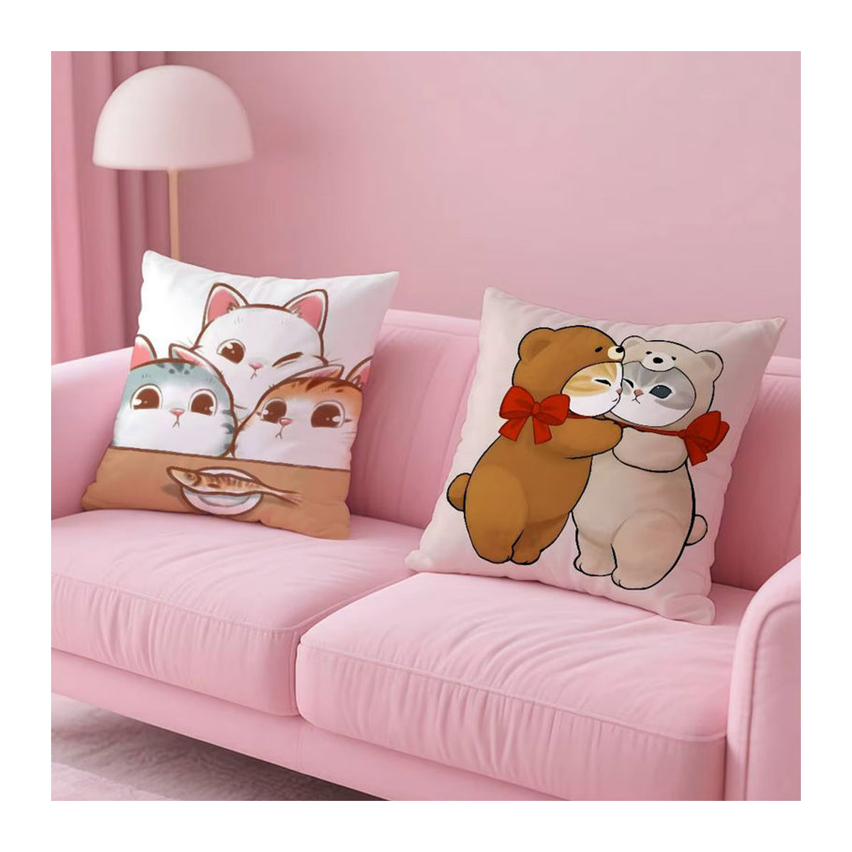 Mofusand Kissenbezug mit Muster in Weiß für dein Sofa oder Schlafzimmer - Bild 3