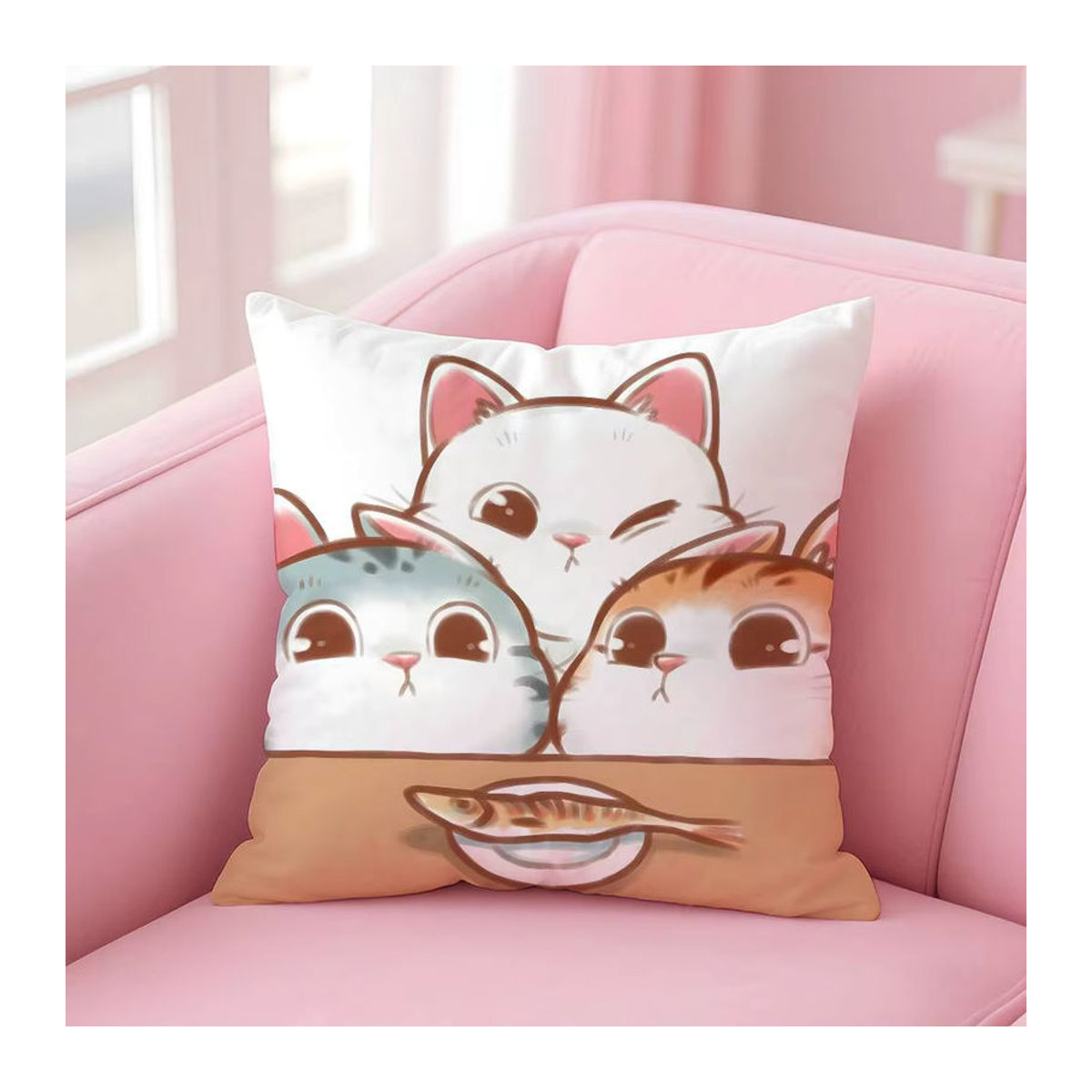 Mofusand Kissenbezug mit Muster in Weiß für dein Sofa oder Schlafzimmer - Bild 4