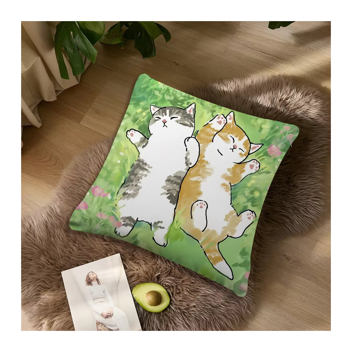 Mofusand Kissenbezug mit niedlichem Katzen-Cartoon in Mehrfarbig - Bild 2