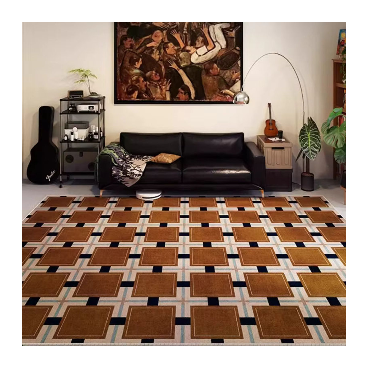 Mohamed Tapis Bali Retro Plaid Wohnzimmer Teppich in Plüsch-Optik für Sofa und Couchtisch - Bild 2