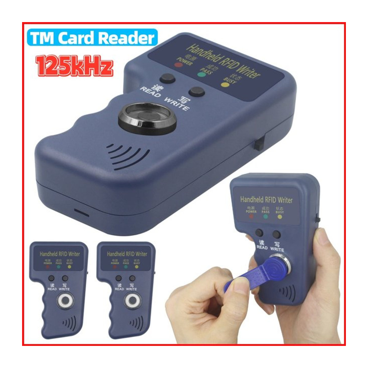 MOJOYCE TM1990 iButton 125kHz T5577 EM4305 Reader Handheld Schlüssel Tag Karte Kopierer Duplizierer in Blau - Bild 1