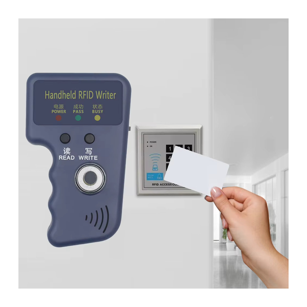 MOJOYCE TM1990 iButton 125kHz T5577 EM4305 Reader Handheld Schlüssel Tag Karte Kopierer Duplizierer in Blau - Bild 2