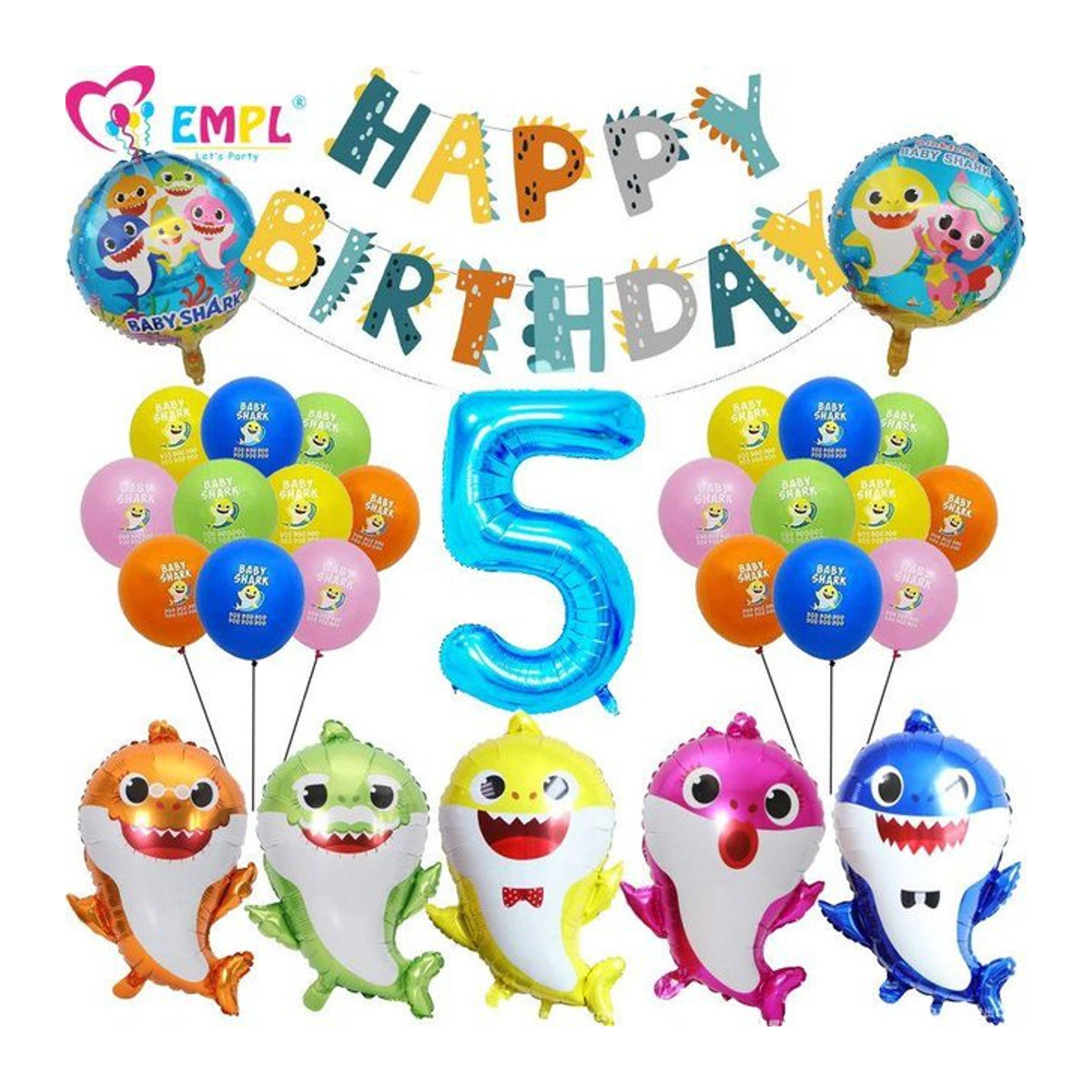 Molia Ozean Hai Serie Party Ballon Set für Kindergeburtstage in Mehrfarbig mit Maritimem Design - Bild 1