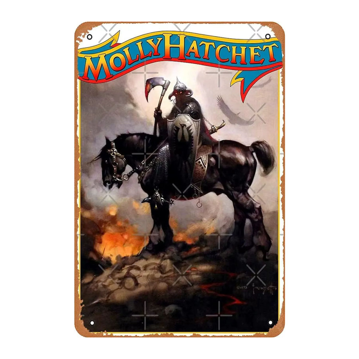 Molly Hatchet Debüt Tribute Metallblechschild Potdemiel Vintage Wandkunst mehrfarbig B/H: 20 x 30 cm - Bild 2