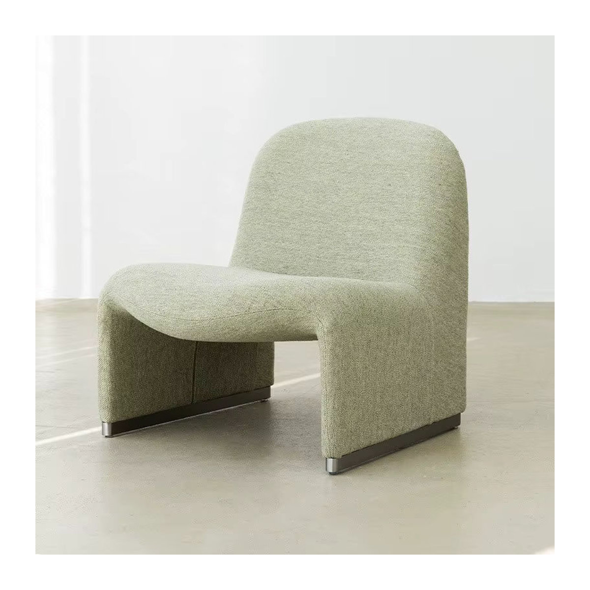 MOMO Hill Designer-Stuhl Loungesessel im Bauhaus-Stil aus Leinen in Beige oder Grün - Bild 2