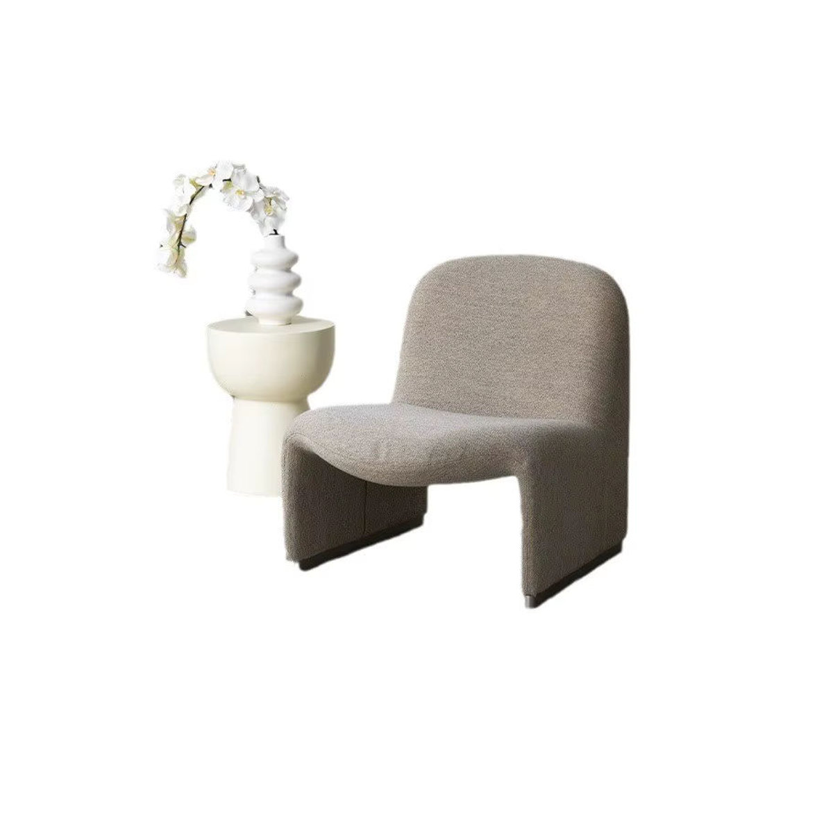 MOMO Hill Designer-Stuhl Loungesessel im Bauhaus-Stil aus Leinen in Beige oder Grün - Bild 4