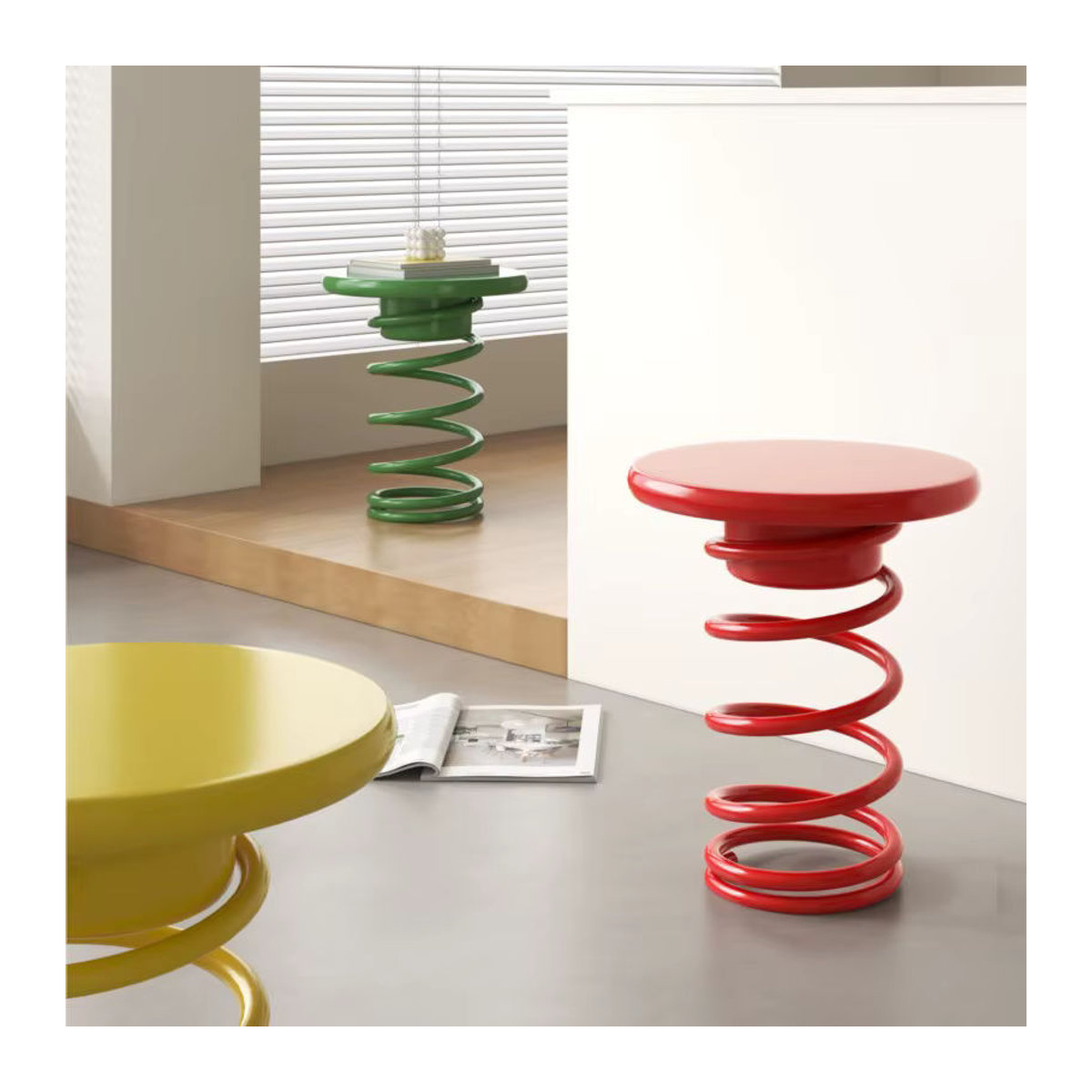 MOMO Kinderhocker im Macaron-Design für das Kinderzimmer, Bunter Koreanischer Stil, Gelb und Rot - Bild 2