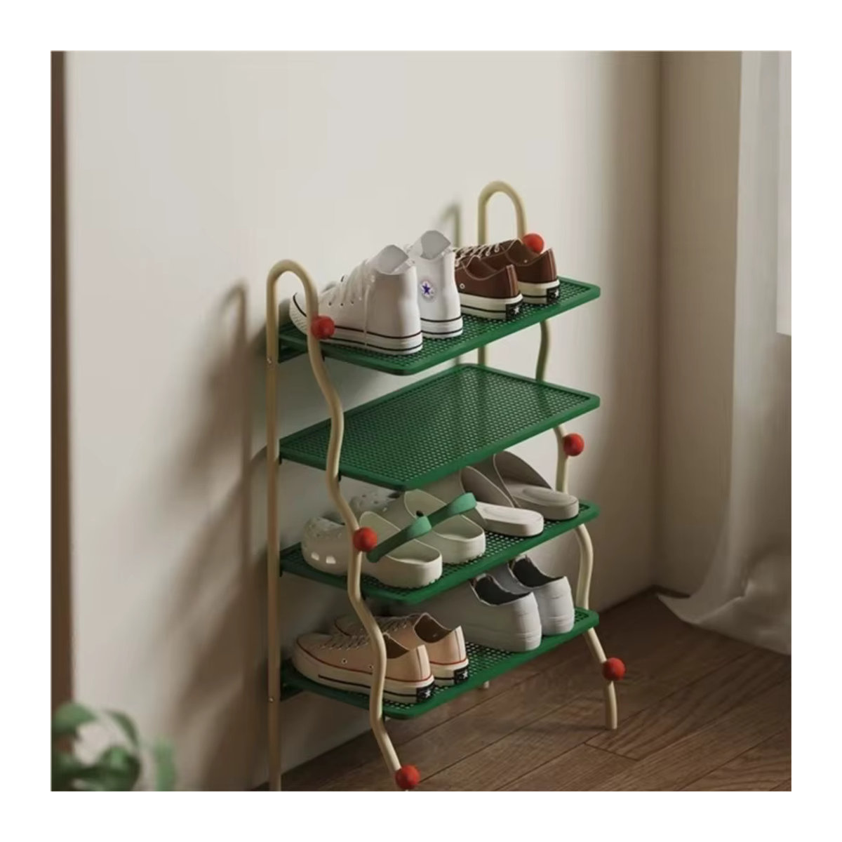 MOMO Schuhregal aus Kunststoff im minimalistischen Design für Haushalt und Eingangsbereich in Schwarz-Rot oder Grün - Bild 4