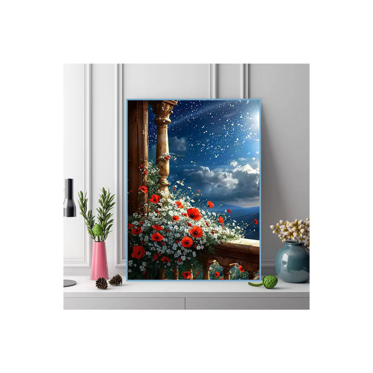 Momoart 5D-Diamant-Mosaik Set Mohnblumen-Malerei für Erwachsene, mehrfarbig, B/H: 30 x 20 cm - Bild 5