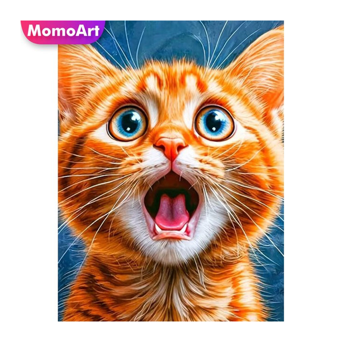 Momoart 5D DIY Diamant-Mosaik Katze in Orange als Kreuzstich Diamantmalerei mit runden Steinen - Bild 1