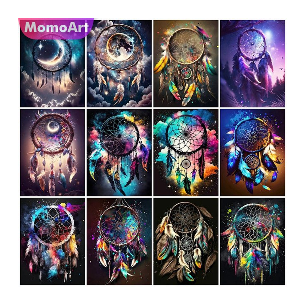 MomoArt 5D DIY Diamant Stickerei Traumfänger Mosaik Set in mehrfarbigem Bohemian Design als Wandmontage-Landschaftsmalerei - Bild 1