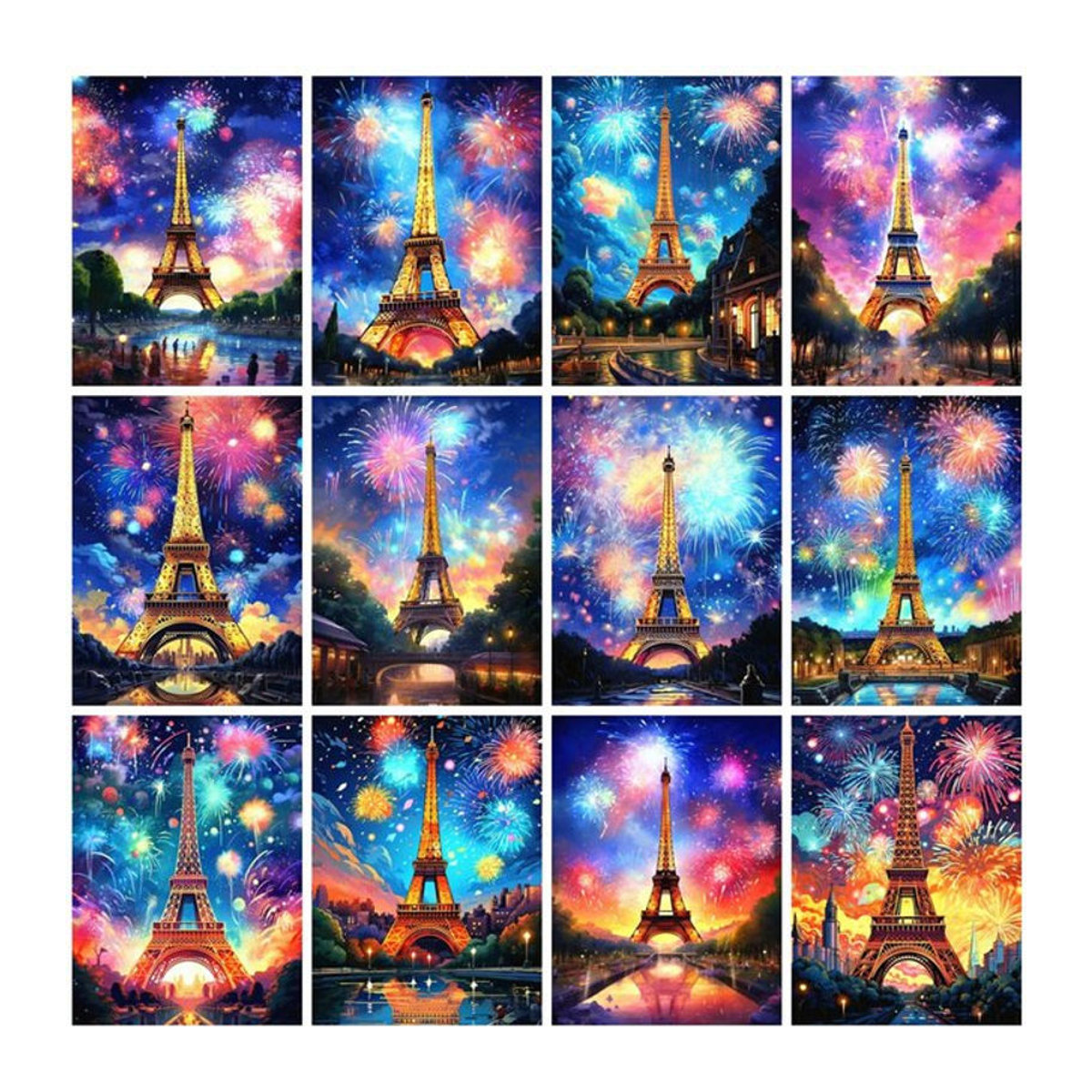 Momoart 5D DIY Diamantmalerei Eiffelturm Mosaik Landschaft Wanddekoration mehrfarbig - Bild 1