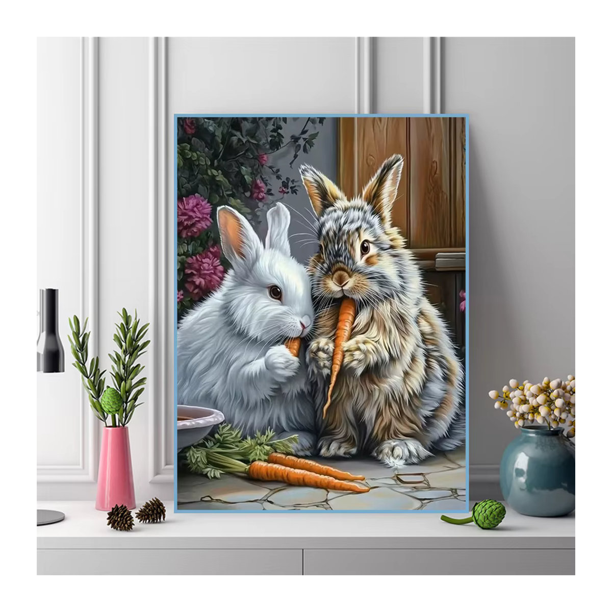 Momoart 5D Kaninchen Diamantmosaik DIY Bastelset mit Cartoon Tier-Motiv in Mehrfarbig für Anfänger und Heimdekoration - Bild 3