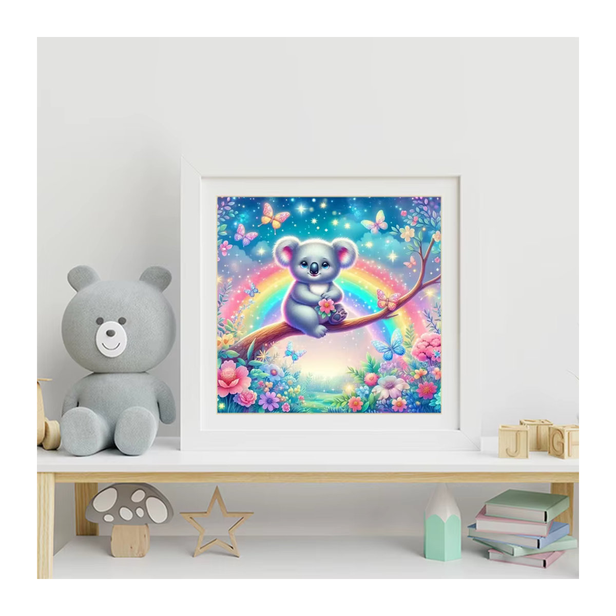 Momoart Carla Tier-Diamantmalerei DIY-Strass-Dekoration mit Cartoon-Motiv und Blumen-Design, rund, mehrfarbig - Bild 3
