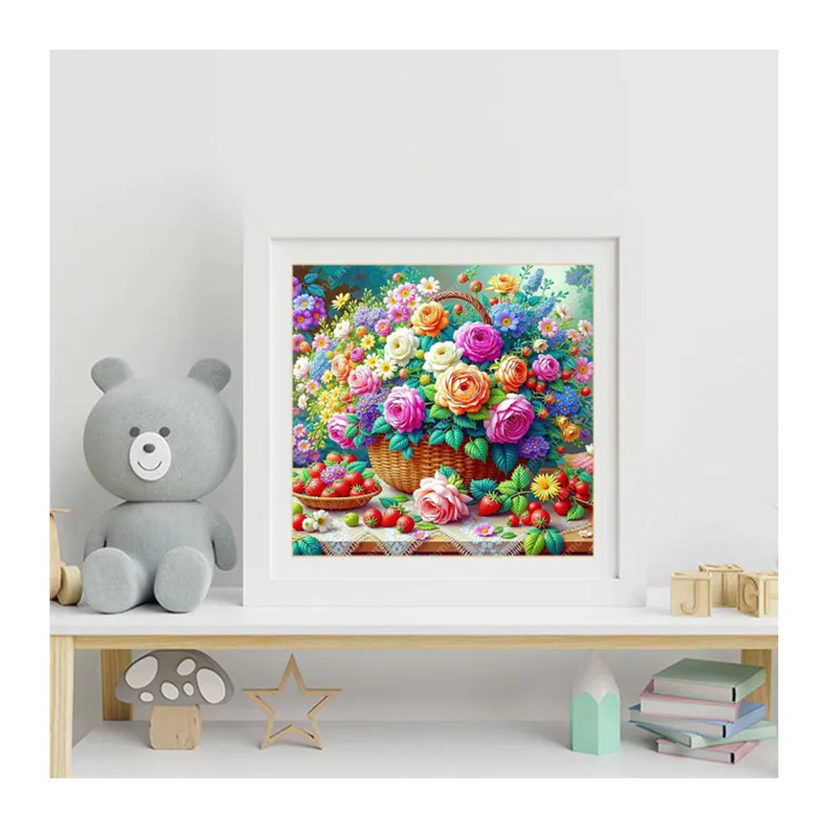 Momoart Diamant-Mosaik Blumen DIY Bastelset mit floralem Frühlingsmotiv, mehrfarbig, runde Ausführung - Bild 3