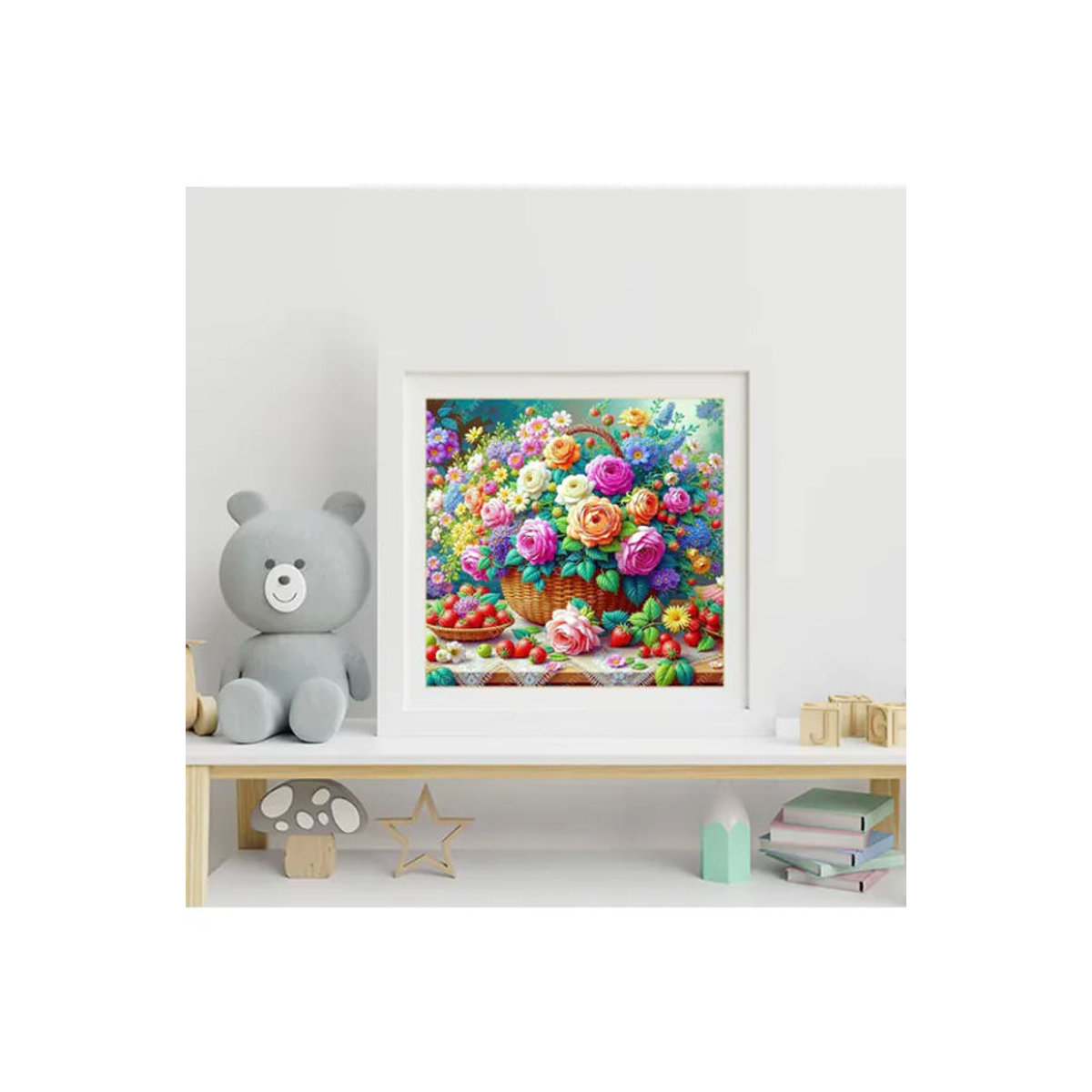 Momoart Diamant-Mosaik Blumen DIY Bastelset mit floralem Frühlingsmotiv, mehrfarbig, runde Ausführung - Bild 4