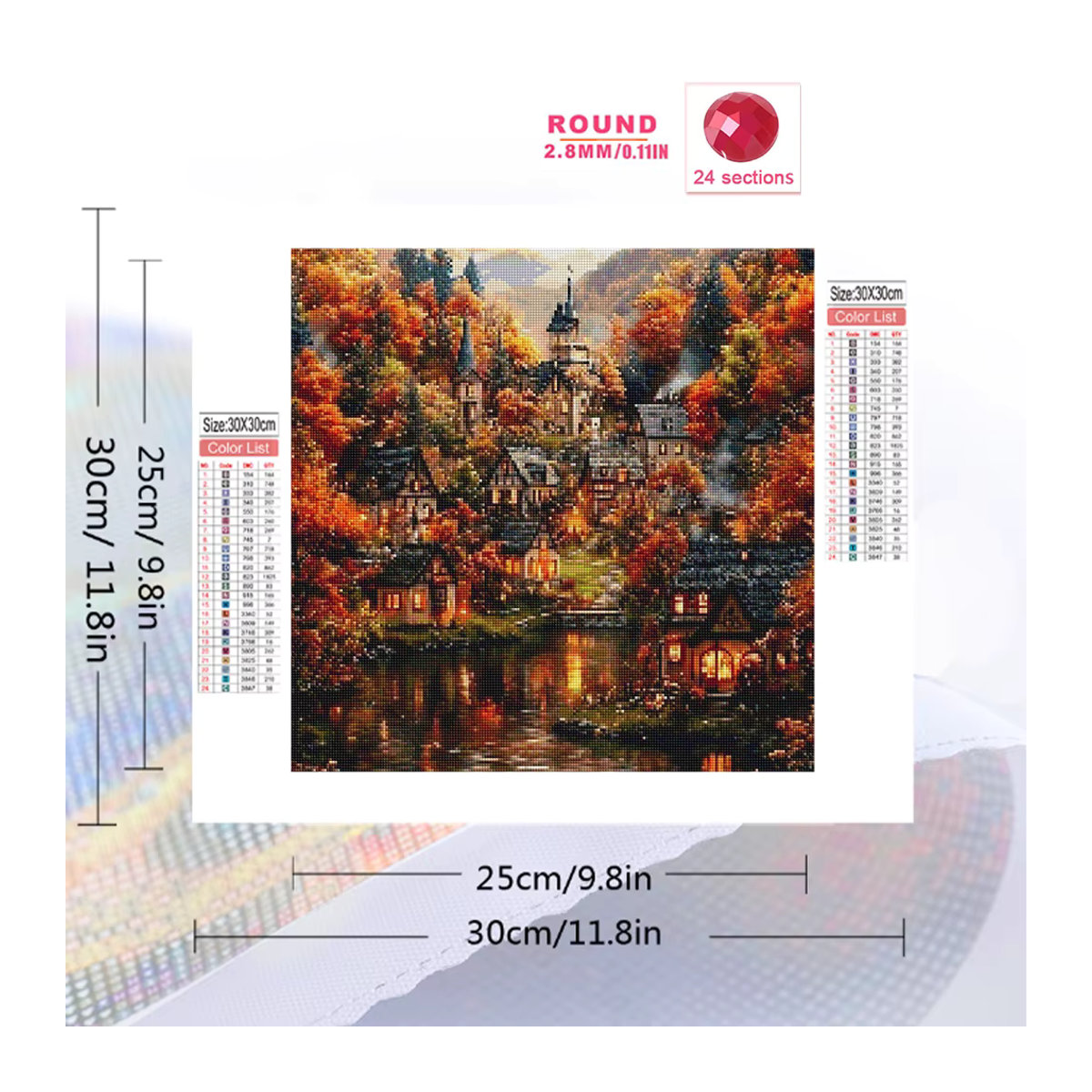 Momoart Diamant-Mosaik DIY Set Haus-Landschaft in Herbst-Optik, mehrfarbig, quadratisch - Bild 2