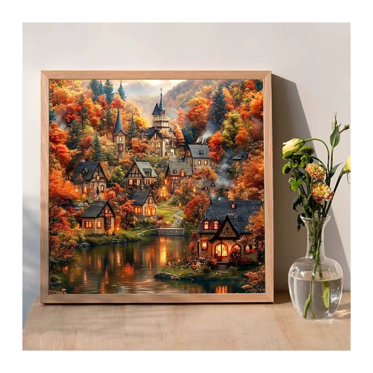 Momoart Diamant-Mosaik DIY Set Haus-Landschaft in Herbst-Optik, mehrfarbig, quadratisch - Bild 3