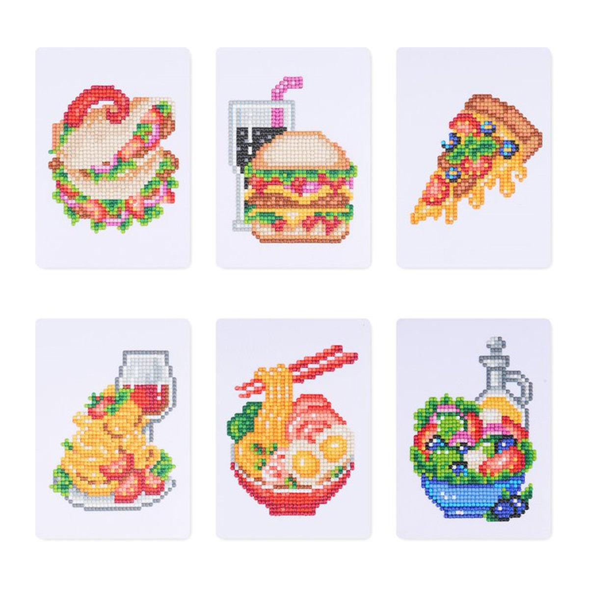 Momoart Diamant Mosaik DIY Set Pizza Cartoon Lebensmittel Strass Bilder in Mehrfarbig - Bild 1