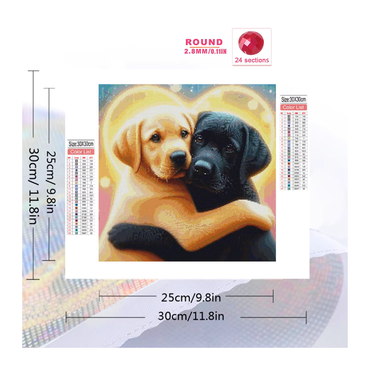 Momoart Diamant-Mosaik DIY Stickerei-Set Hund Tier Motiv in Mehrfarbig - Bild 2