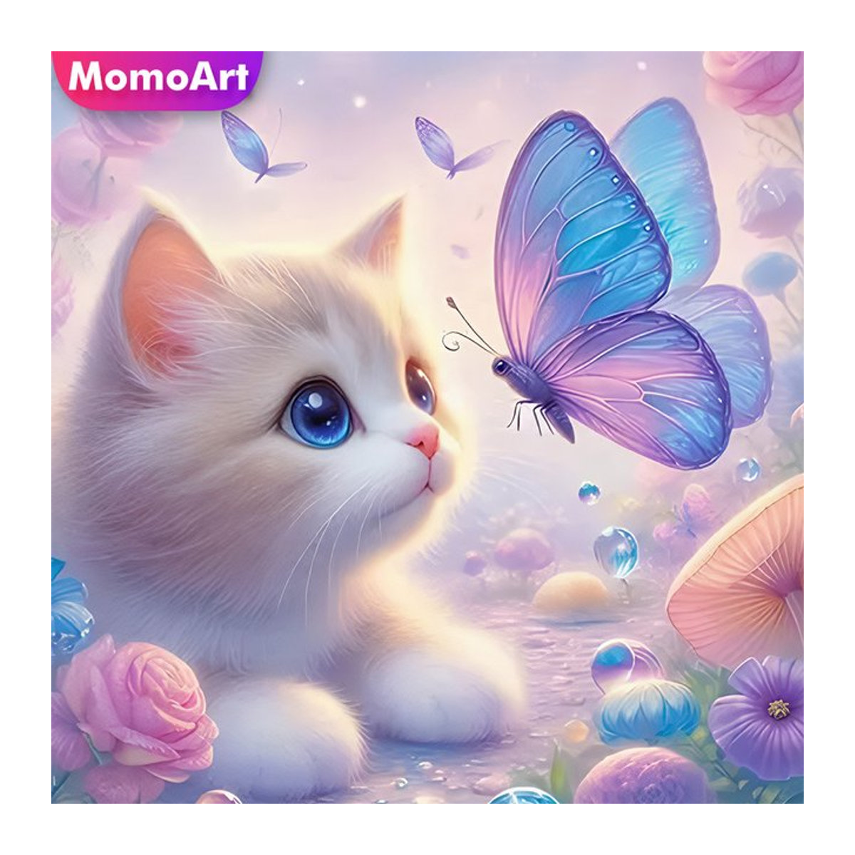 Momoart Diamant Mosaik Katze und Schmetterling DIY Strass Malerei in Mehrfarbig - Bild 1