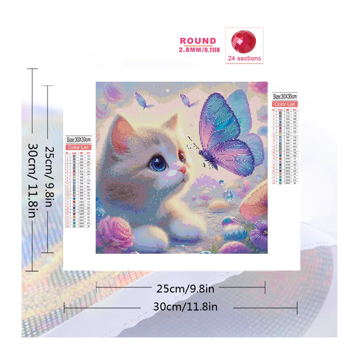 Momoart Diamant Mosaik Katze und Schmetterling DIY Strass Malerei in Mehrfarbig - Bild 2
