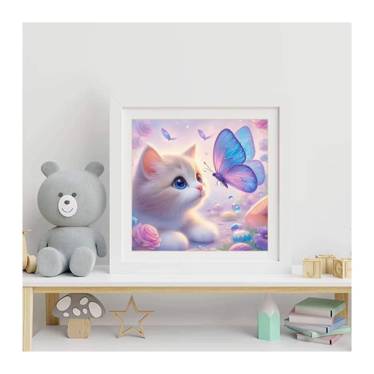 Momoart Diamant Mosaik Katze und Schmetterling DIY Strass Malerei in Mehrfarbig - Bild 3