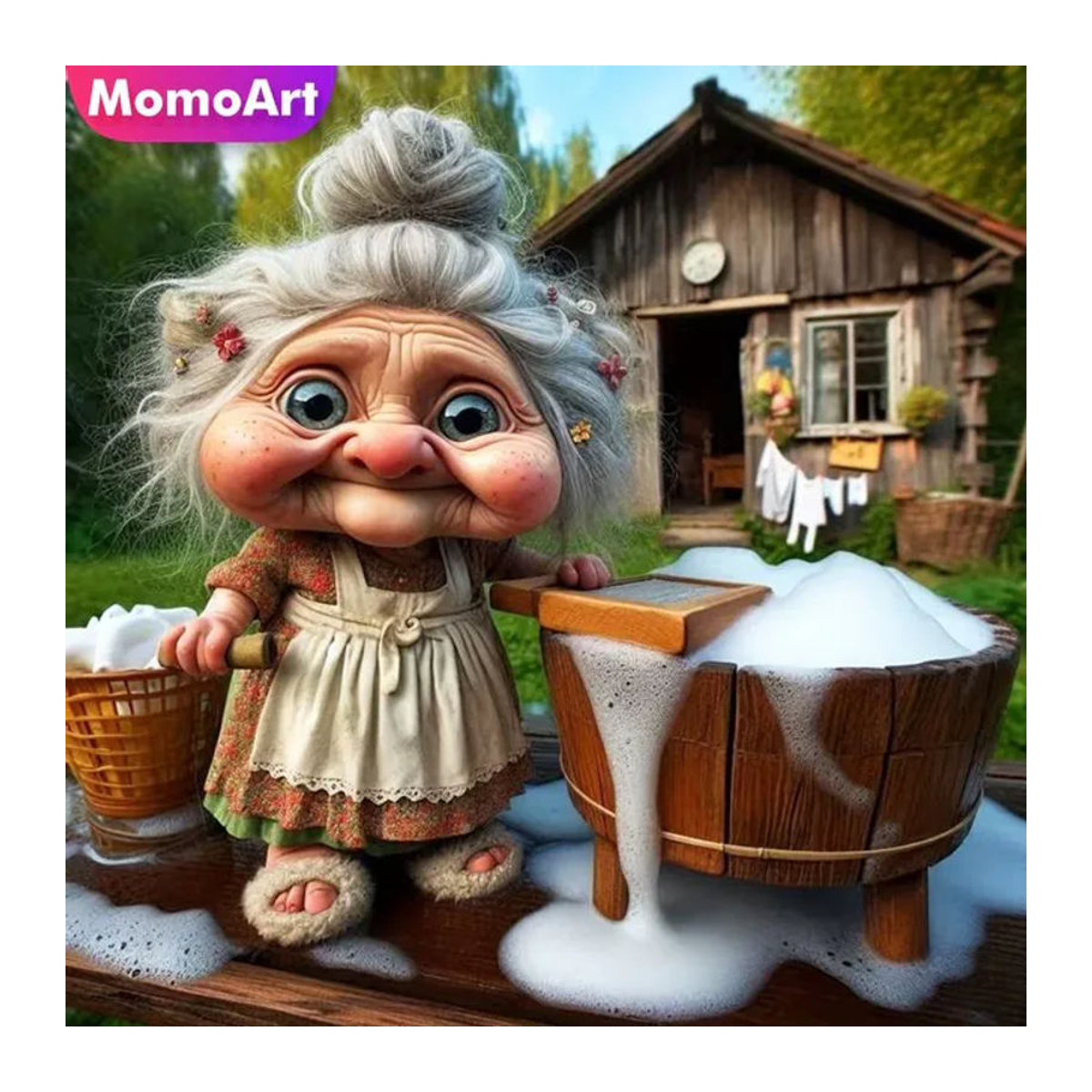 Momoart Diamant-Stickerei DIY Malerei Porträt einer alten Frau im Vintage-Stil, mehrfarbiges Strass-Mosaik-Set für Kinder und Hobbyisten - Bild 1