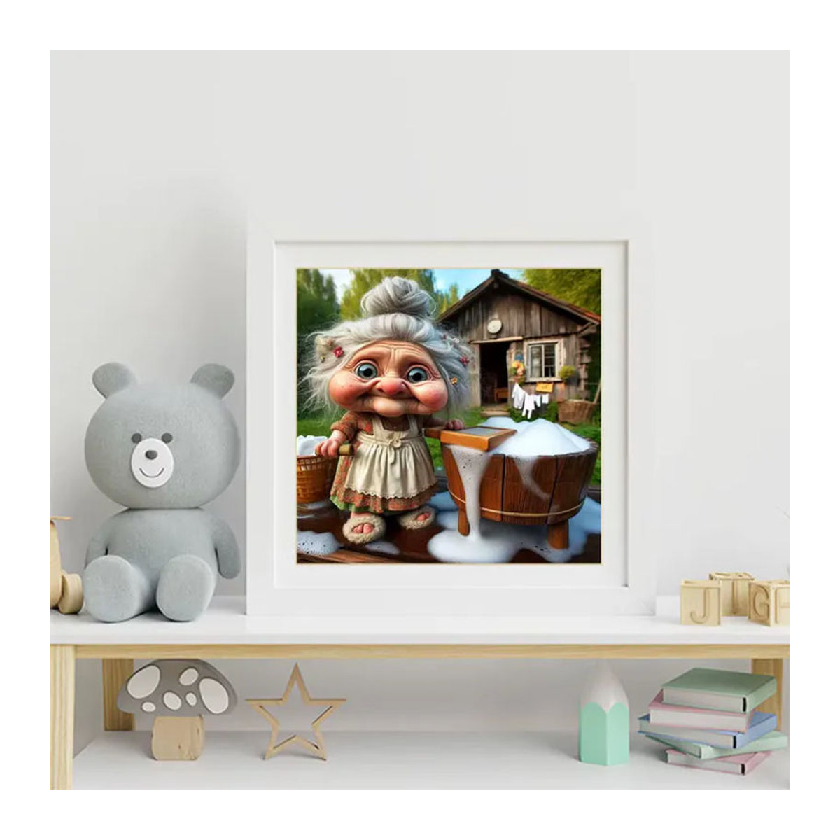 Momoart Diamant-Stickerei DIY Malerei Porträt einer alten Frau im Vintage-Stil, mehrfarbiges Strass-Mosaik-Set für Kinder und Hobbyisten - Bild 3
