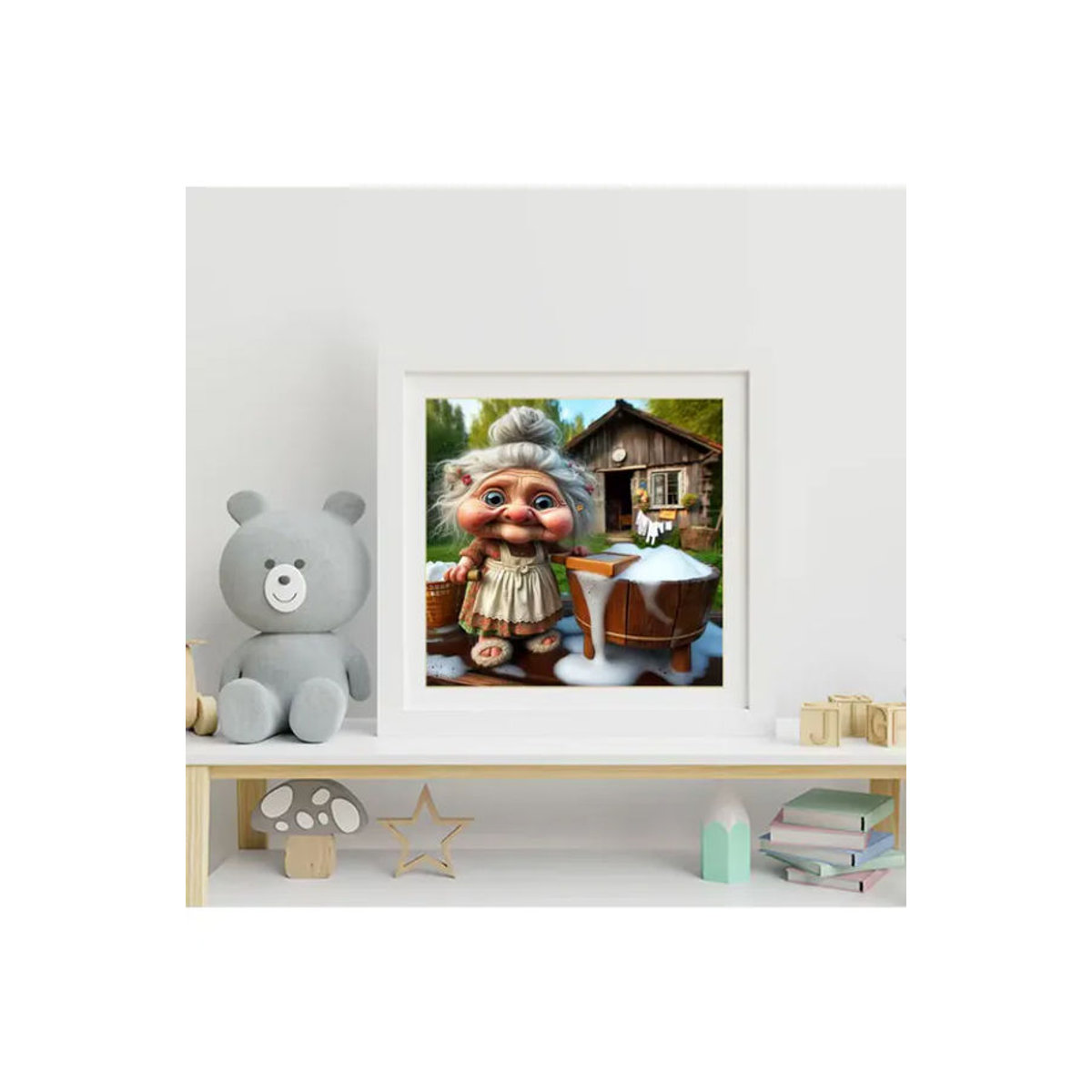Momoart Diamant-Stickerei DIY Malerei Porträt einer alten Frau im Vintage-Stil, mehrfarbiges Strass-Mosaik-Set für Kinder und Hobbyisten - Bild 4