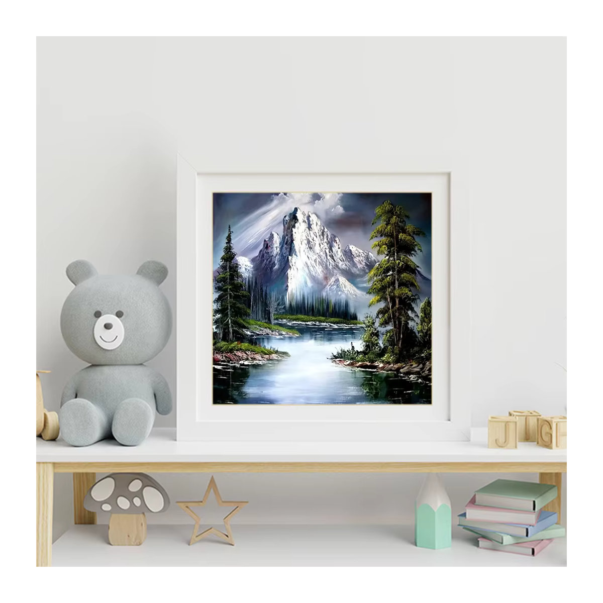 Momoart Diamant Stickerei DIY Set Berg Landschaft mit Fluss als Mosaik Bild in Mehrfarbig - Bild 3