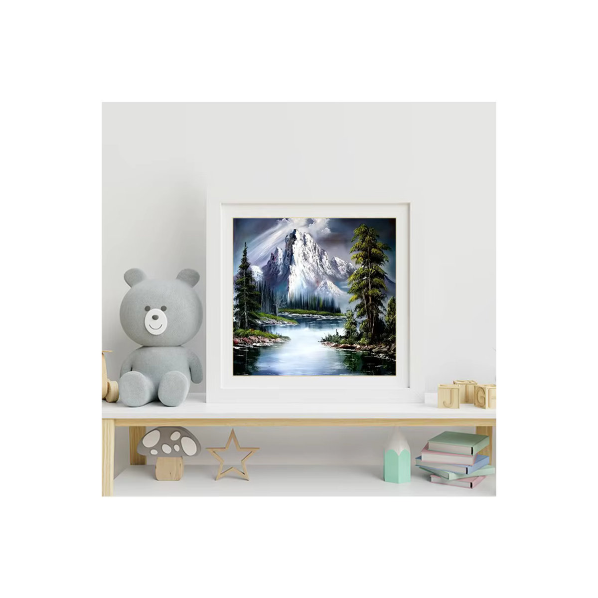 Momoart Diamant Stickerei DIY Set Berg Landschaft mit Fluss als Mosaik Bild in Mehrfarbig - Bild 4