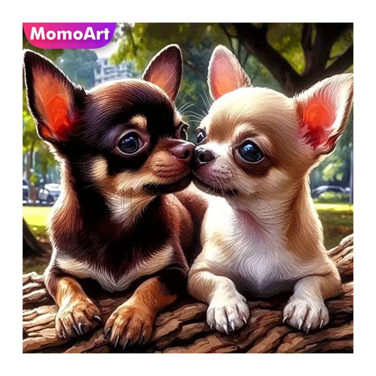 Momoart Diamant Stickerei Hund Tier Motiv als DIY Kreuzstich Kit mit mehrfarbigem Mosaik Bild - Bild 1