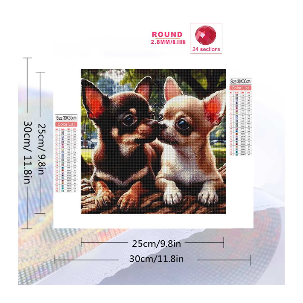 Momoart Diamant Stickerei Hund Tier Motiv als DIY Kreuzstich Kit mit mehrfarbigem Mosaik Bild - Bild 2