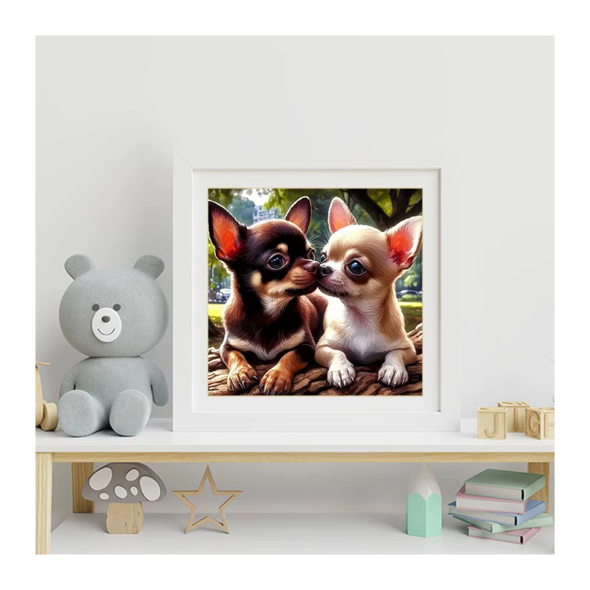 Momoart Diamant Stickerei Hund Tier Motiv als DIY Kreuzstich Kit mit mehrfarbigem Mosaik Bild - Bild 3