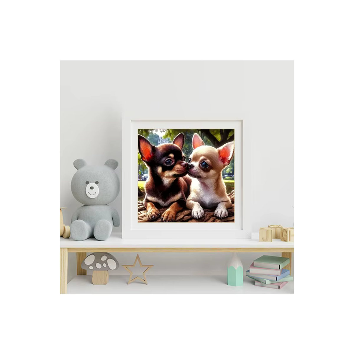 Momoart Diamant Stickerei Hund Tier Motiv als DIY Kreuzstich Kit mit mehrfarbigem Mosaik Bild - Bild 4