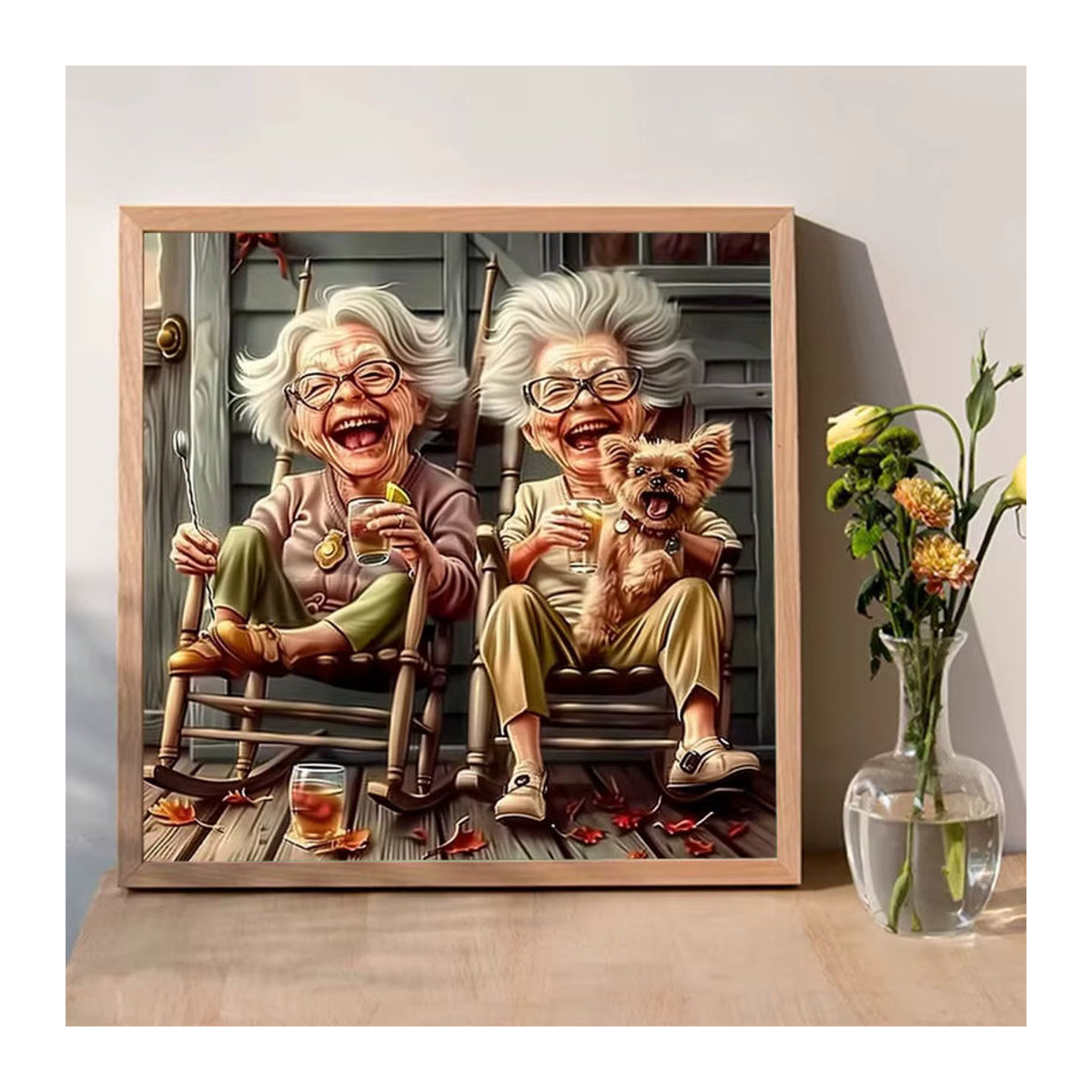 Momoart Diamant-Stickerei Porträt einer alten Frau als DIY Strass-Mosaik-Set in Vintage-Optik, mehrfarbig - Bild 3