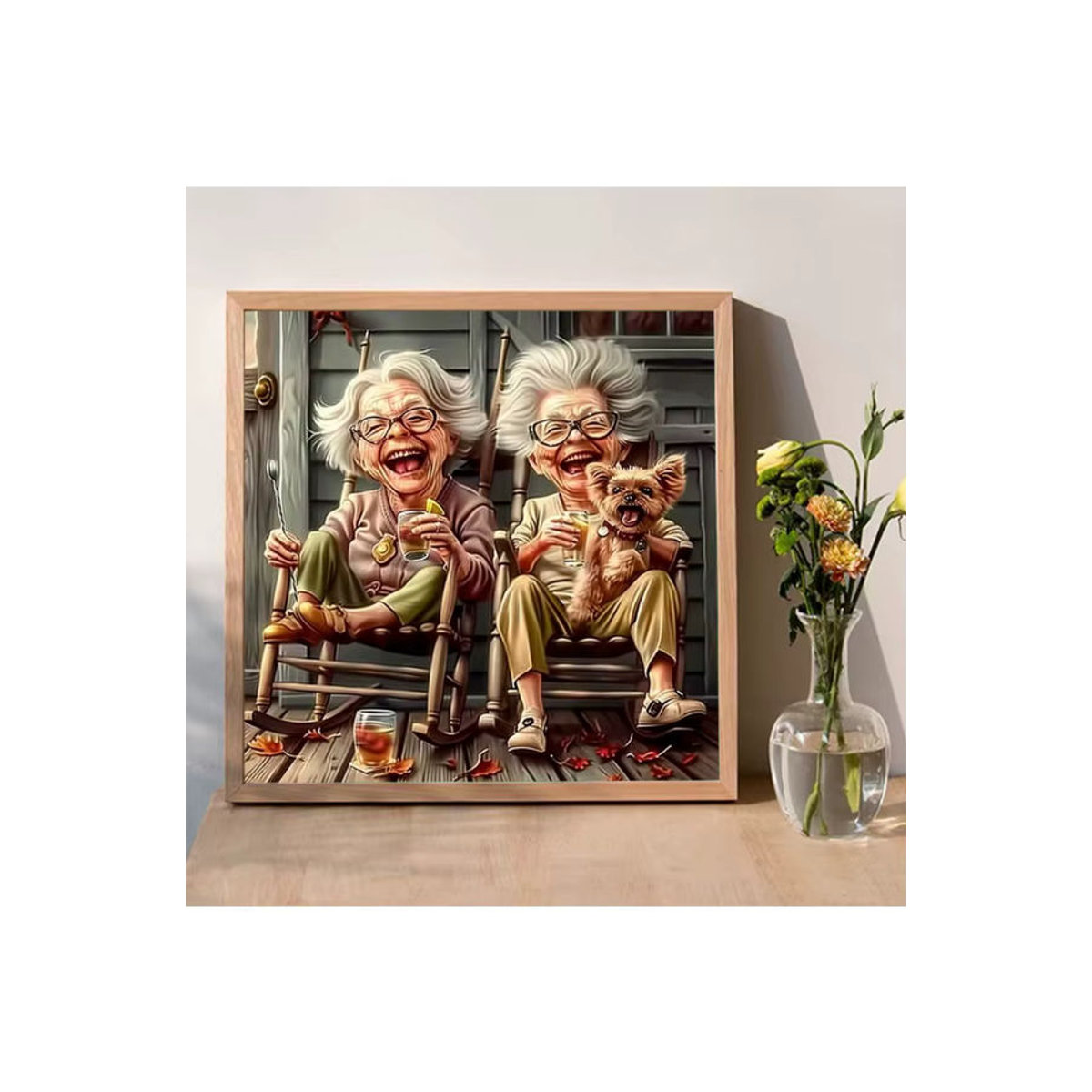 Momoart Diamant-Stickerei Porträt einer alten Frau als DIY Strass-Mosaik-Set in Vintage-Optik, mehrfarbig - Bild 4