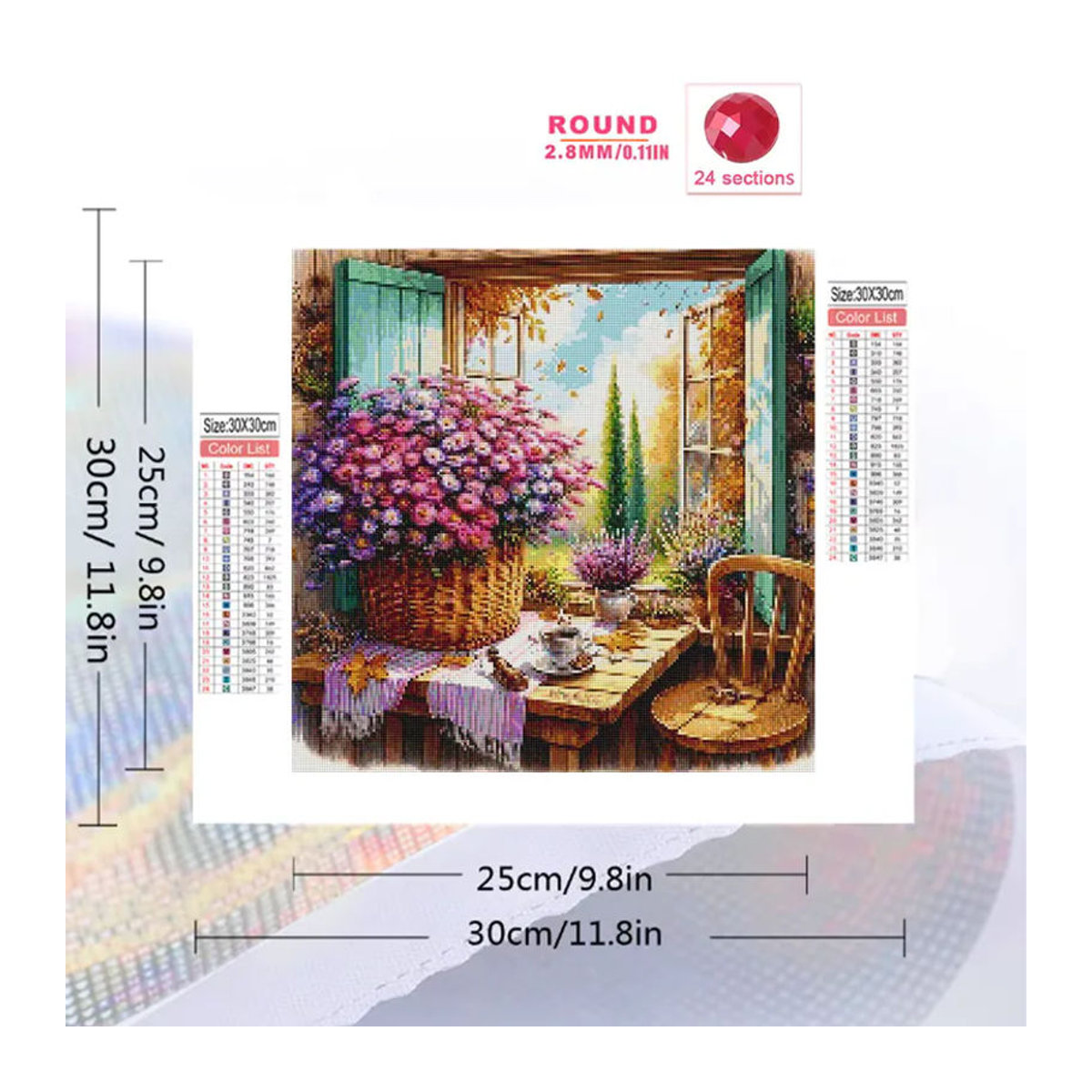 Momoart Diamant-Stickerei Set Gänseblümchen Landschaft DIY-Malerei Mehrfarbig - Bild 2