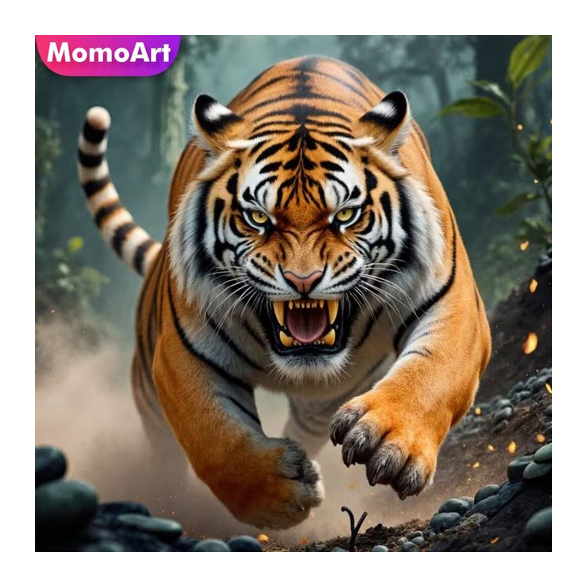 Momoart Diamantmalerei-DIY-Set mit Tiger-Tiermuster für Erwachsene und Anfänger, rundes Diamant-Mosaik in Mehrfarbig - Bild 1