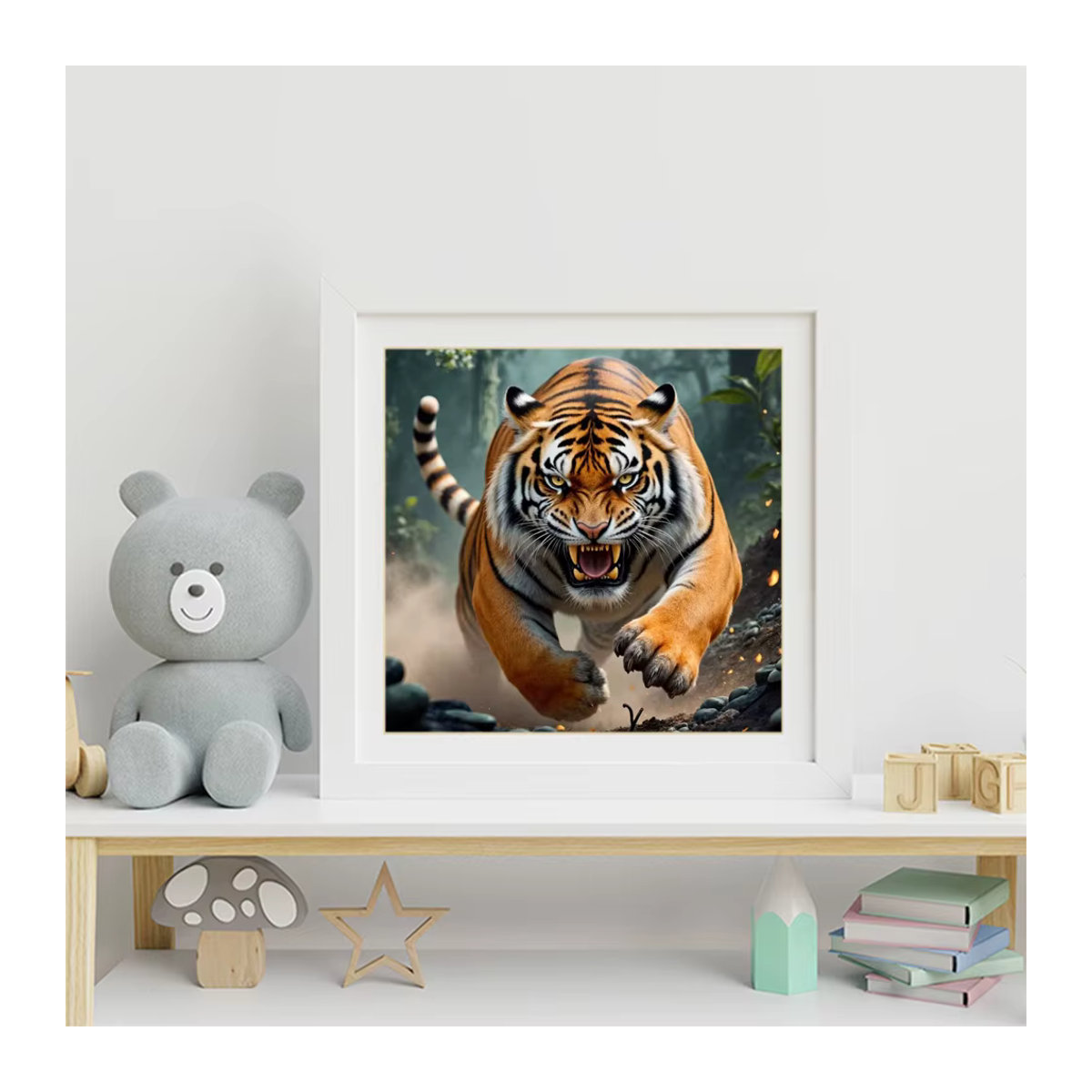 Momoart Diamantmalerei-DIY-Set mit Tiger-Tiermuster für Erwachsene und Anfänger, rundes Diamant-Mosaik in Mehrfarbig - Bild 3
