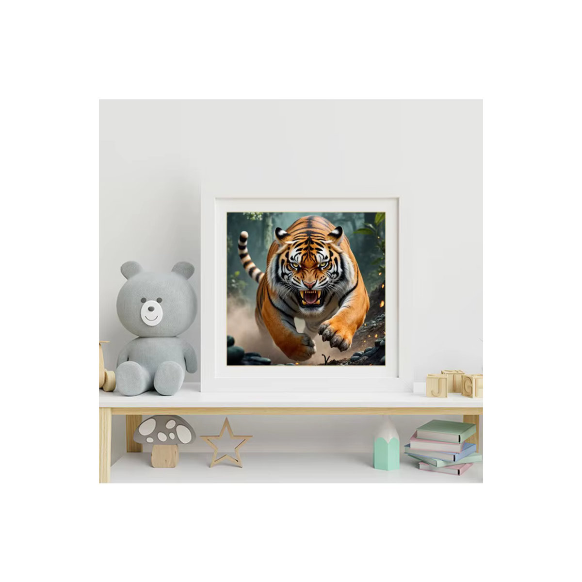 Momoart Diamantmalerei-DIY-Set mit Tiger-Tiermuster für Erwachsene und Anfänger, rundes Diamant-Mosaik in Mehrfarbig - Bild 4