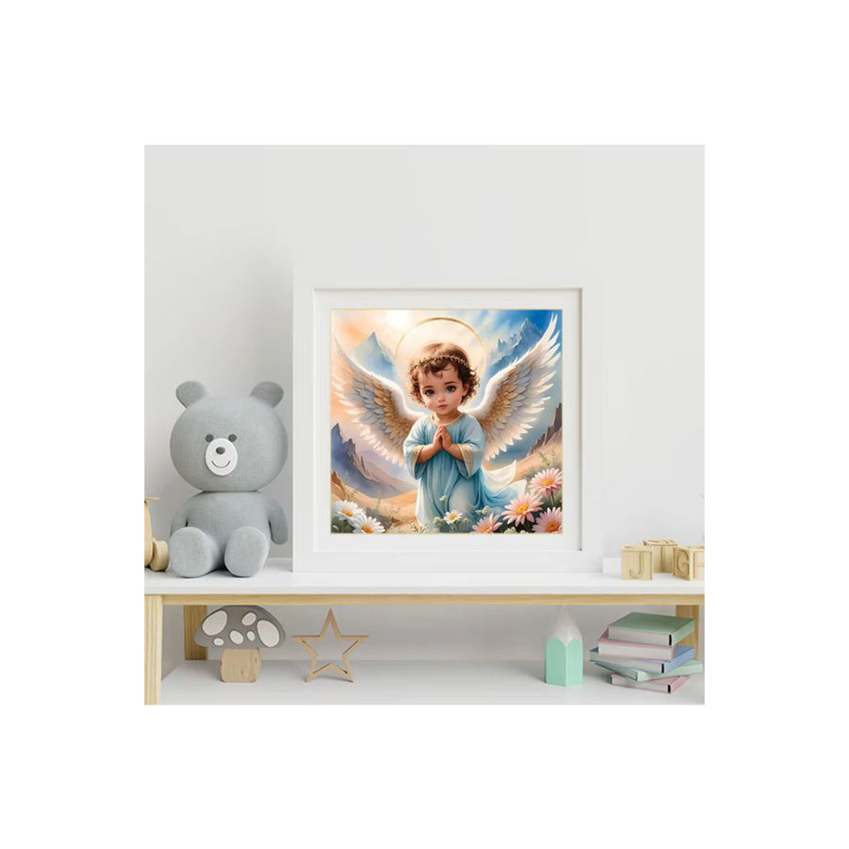 Momoart Diamantmalerei Engel Porträt als DIY Mosaik Stickerei in Rund und Mehrfarbig - Bild 4