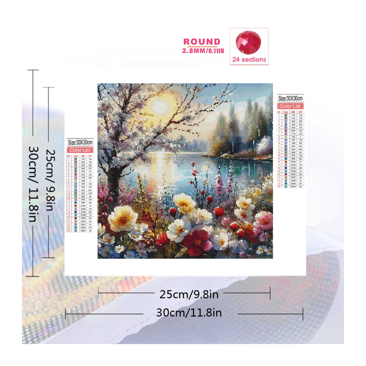 Momoart Diamantmalerei Fluss-Sonnenuntergang Landschaft DIY Mosaik-Set für Erwachsene und Anfänger in Mehrfarbig - Bild 2