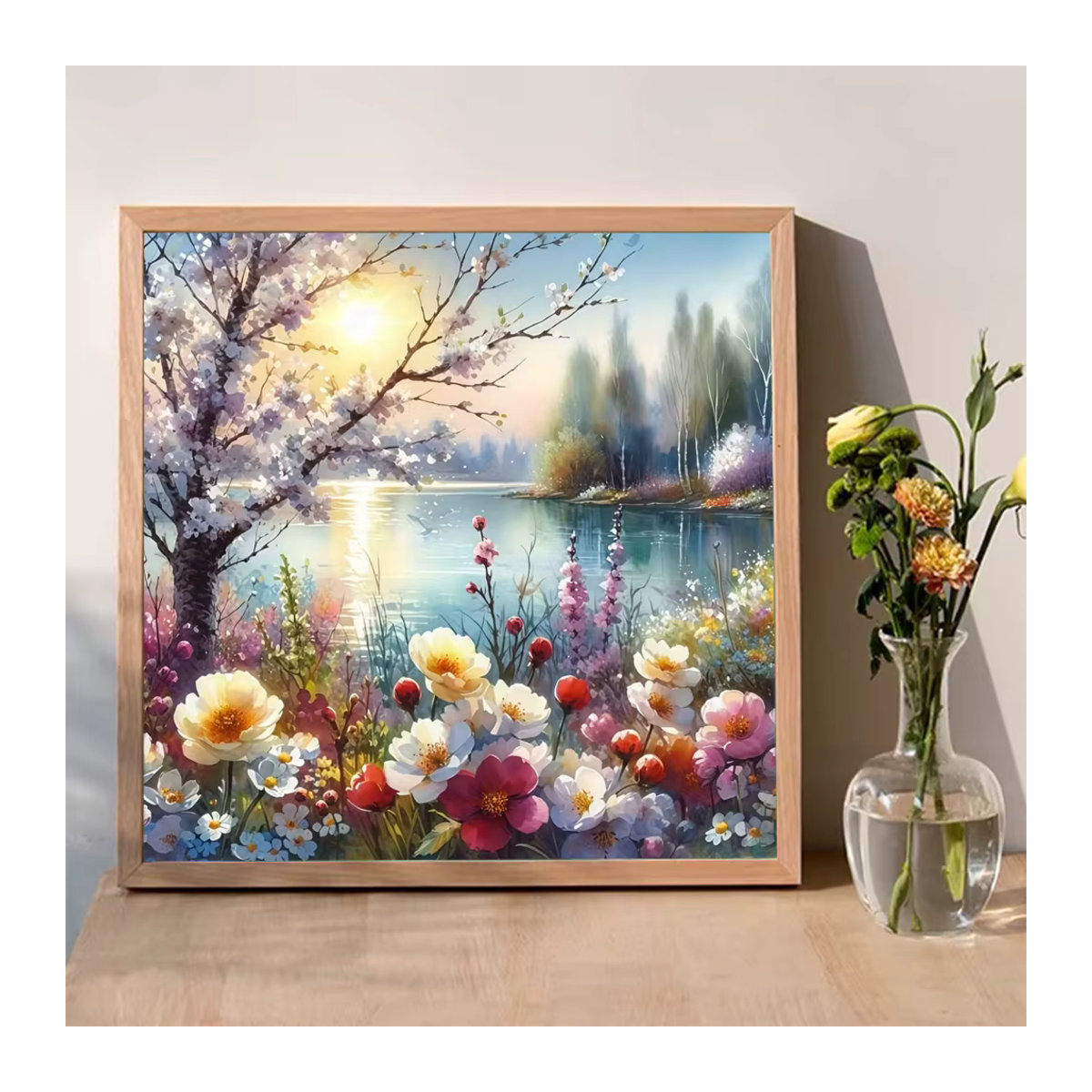 Momoart Diamantmalerei Fluss-Sonnenuntergang Landschaft DIY Mosaik-Set für Erwachsene und Anfänger in Mehrfarbig - Bild 3