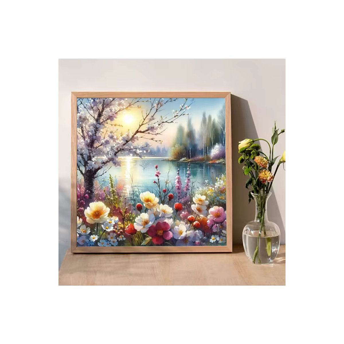 Momoart Diamantmalerei Fluss-Sonnenuntergang Landschaft DIY Mosaik-Set für Erwachsene und Anfänger in Mehrfarbig - Bild 4